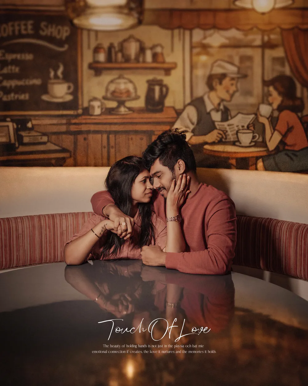 Leaning in across the table