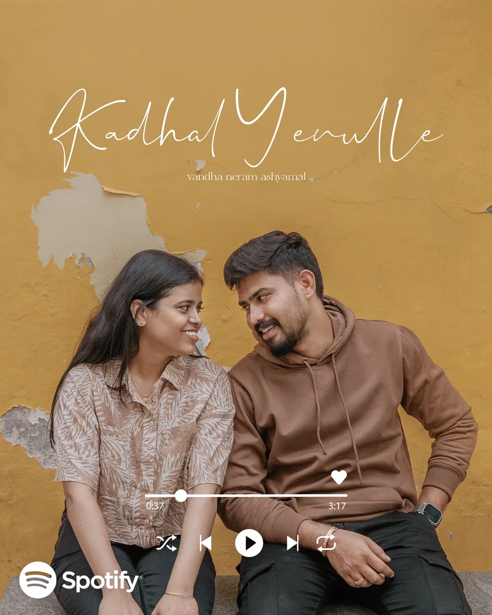 Couple portrait in warm ochre