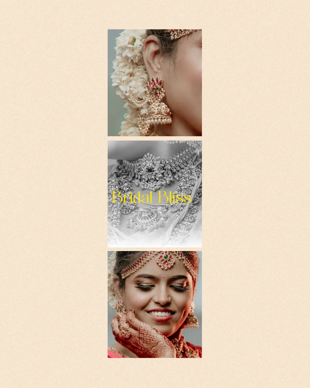 Details — jewellery, silk and hands