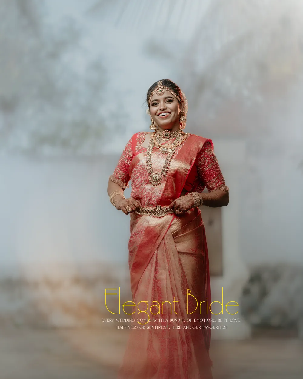 Bride in deep red, mid-turn